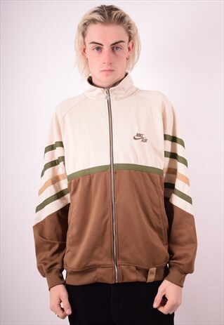 NIKE MENS VINTAGE TRACKSUIT TOP JACKET MEDIUM BROWN 90S