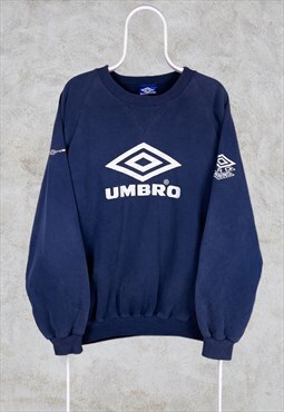 Vintage Umbro Sweatshirt Spell Out Embroidered Logo Blue M