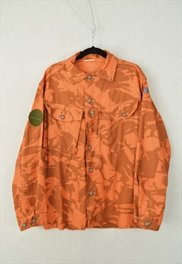 Vintage British Army Jacket DPM Camo Patterned Shirt Orange