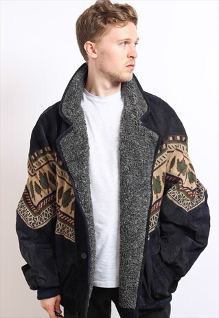 VINTAGE AZTEC FLEECE LINED JACKET