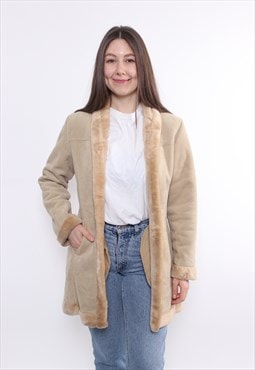 Vintage 90s Penny lane coat, beige color long overcoat