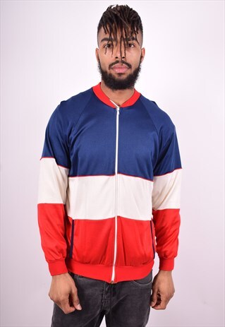 MENS VINTAGE TRACKSUIT TOP JACKET SMALL MULTI 90'S