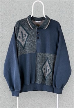 Vintage St Michael Sweatshirt Polo Collar Argyle Mens Large
