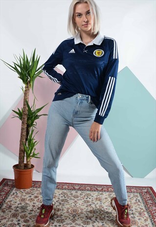 VINTAGE ADIDAS SCOTLAND FOOTBALL SHIRT IN BLUE