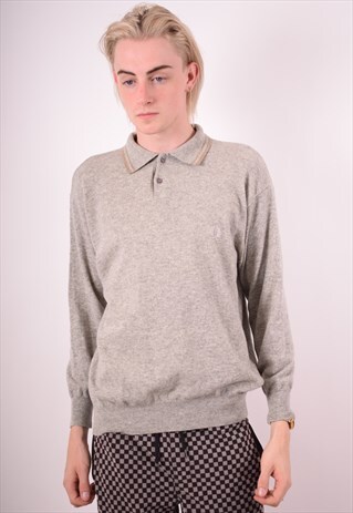 FRED PERRY MENS VINTAGE JUMPER SWEATER XL GREY 90S