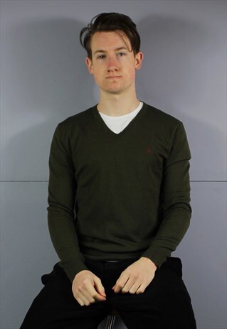 VINTAGE POLO RALPH LAUREN WOOL SWEATSHIRT IN GREEN WITH EMBR