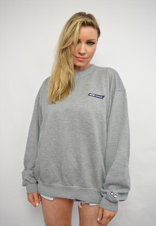 VINTAGE 90S REEBOK OVERSIZED GREY CREW NECK SWEATSHIRT