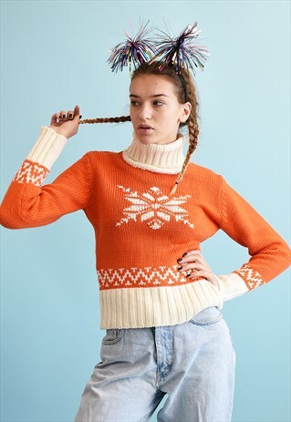 Y2K FAIR ISLE ROLL NECK KNIT CHRISTMAS JUMPER