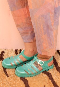 turquoise jelly sandals