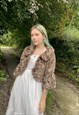 VINTAGE 90S SIZE SMALL FAUX FUR BROWN SEQUIN COAT