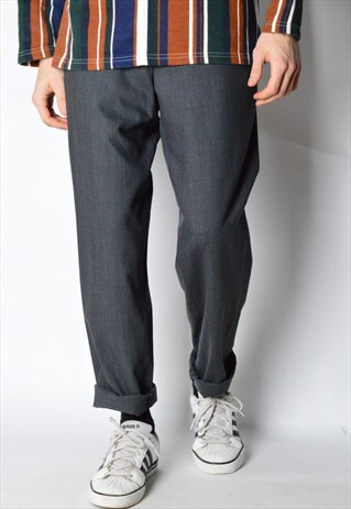 GREY MINIMALIST WOOL BLEND PANTS