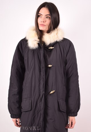 ICEBERG WOMENS VINTAGE PARKA JACKET MEDIUM BLACK 90S