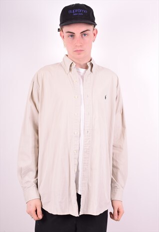 RALPH LAUREN MENS VINTAGE SHIRT XL GREY 90'S