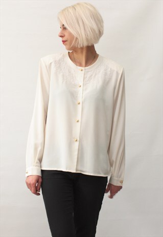 VINTAGE 80' AMAZING BEAUTIFUL ELEGANT BEIGE BLOUSE