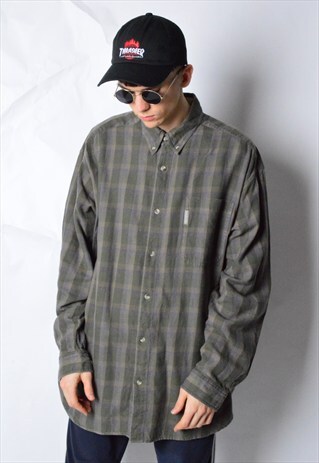 COLUMBIA VINTAGE 90S GREYISH KHAKI CHECK LONG SLEEVE SHIRT