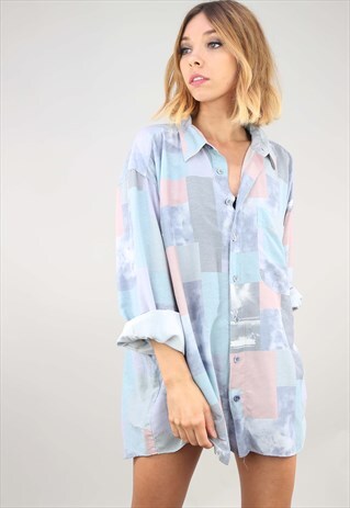 VINTAGE OVERSIZED LONG SLEEVE PATTERNED SHIRT