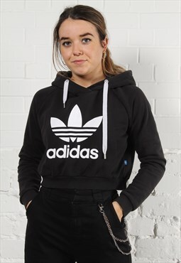 Vintage Adidas Originals Hoodie in Black with Spell Out Logo
