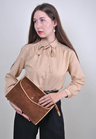 80S BROWN CORDUROY CLUTCH, EVENING MINI HERITAGE BAG