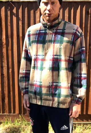 VINTAGE FILA FLEECE SWEATER JUMPER M CHECK 1/4