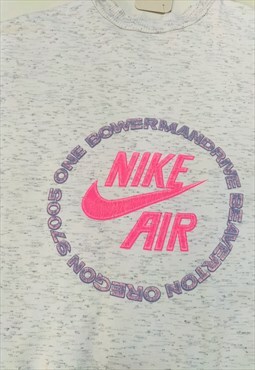 Vintage 80's Nike Marl Grey & Pink Logo Sweatshirt