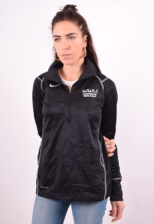 NIKE WOMENS VINTAGE TRACKSUIT TOP MEDIUM BLACK 90'S