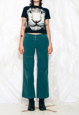 Vintage Y2K E9 Wide-leg Trousers in Turquoise Low Waist