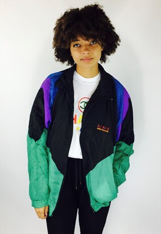 VINTAGE REVERSIBLE FESTIVAL 80S RAVE WINDBREAKER JACKET