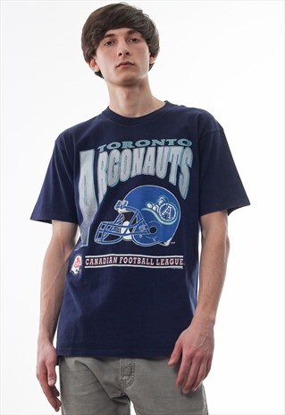 VINTAGE TORONTO ARGONAUTS CFL 1995 GRAPHIC TEE 90S NAVY BLUE