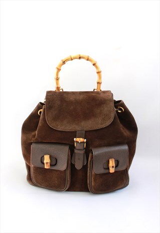 GUCCI BAMBOO BROWN SUEDE BACK PACK