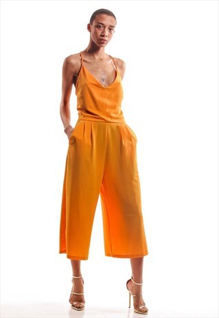 JUMPSUIT LONG V NECKLINE - ORANGE