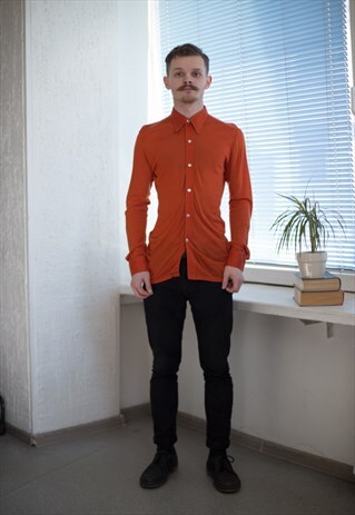 VINTAGE 70'S ORANGE BUTTONS UP TOP