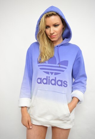 VINTAGE 90S ADIDAS OVERSIZED PURPLE WHITE HOODED SWEATSHIRT