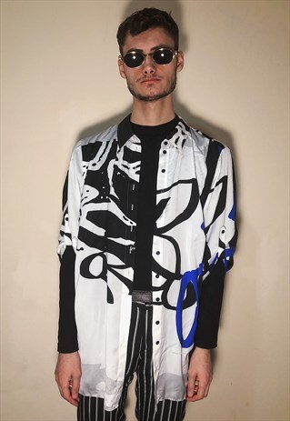 VINTAGE SEE-THROUGH ABSTRACT PATTERNED SHIRT