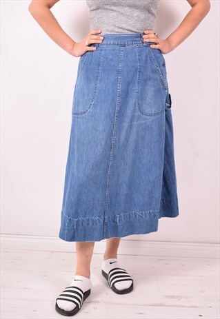 RALPH LAUREN WOMENS VINTAGE DENIM SKIRT W30 BLUE 90S