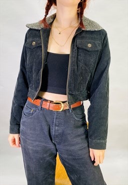 Vintage Size S Y2K MOTO Cord Jacket In Black