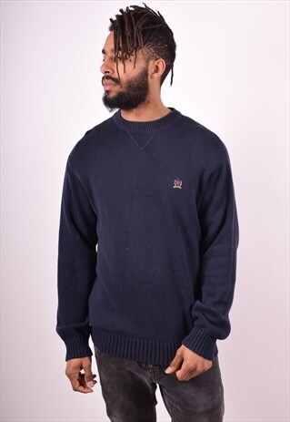 TOMMY HILFIGER MENS VINTAGE JUMPER SWEATER LARGE BLUE 90S
