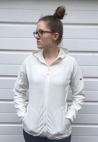 WOMENS WHITE ZIP UP BERGHAUS FLEECE ZIPPER JACKET HOODIE