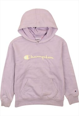 Vintage 90's Champion Hoodie Spellout Pullover Purple Large