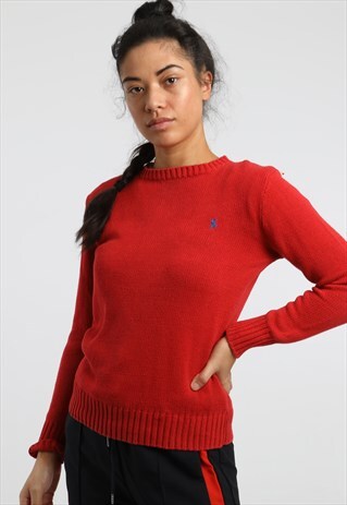 90S POLO RALPH LAUREN EMBROIDERED LOGO CABLE KNIT SWEATSHIRT
