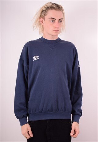 UMBRO MENS VINTAGE SWEATSHIRT JUMPER MEDIUM BLUE 90S