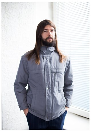VINTAGE 80'S GREY HIGH COLLAR JACKET