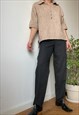 VINTAGE DARK GREY HIGH WAISTED CRAYON TROUSERS