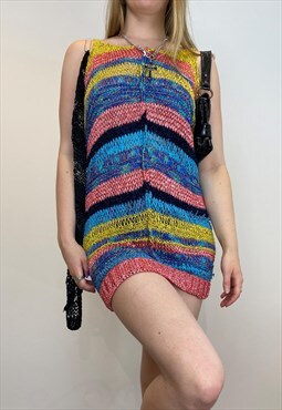 Deadstock Miss Sixty multicoloured crochet dress backless