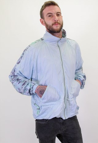 VINTAGE FESTIVAL SHELL PATTERN JACKET IN BLUE LARGE
