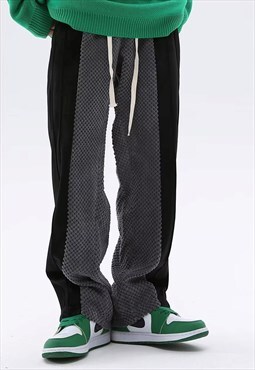Velour joggers check pants contrast overalls in grey black