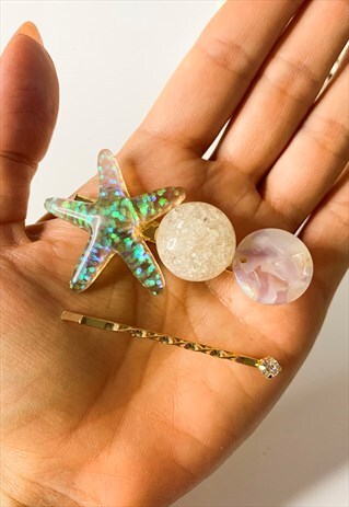 IRIDESCENT STARFISH CLIPS SET