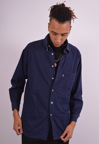 MENS VINTAGE DENIM SHIRT MEDIUM BLUE 90S