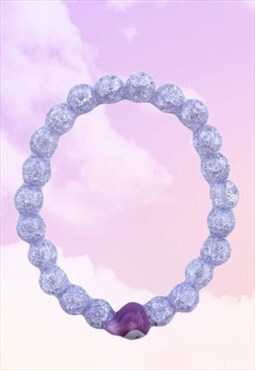 Lucky Rabbit Purple Crackle Quartz Beaded Gemstone Bracelet
