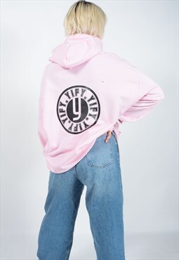 Hoodie Stamp Logo Oversized Cosy Pastel Pink 