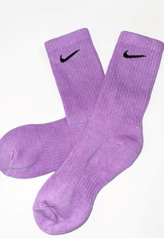 NIKE UNISEX FULL CREW TIE DYE SOCKS PURPLE